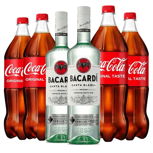 Case of 6 with Bacardi Carta Blanca Rum 70cl and Coca-Cola Mixer Set